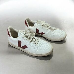Veja White Sneakers with Red V Accents
